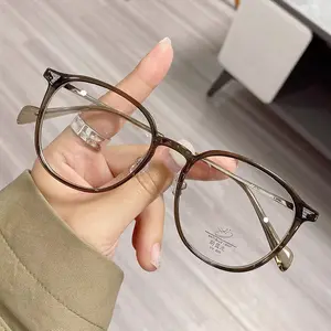 批发时尚超轻设计圆形眼镜架光学高品质金属镜腿tr90眼镜架