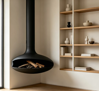 Cheminée suspendue UFO à flamme réelle pour hôtel et maison, décoration intérieure pour villa, moderne, OEM & ODM, haute qualité