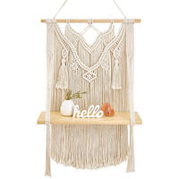 Étagère murale en macramé en coton, décoration bohème, étagère flottante, faite à la main, écologique pour le salon