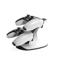 Support de chargement double sans fil pour manette de jeu PS5 avec affichage à lumière bleue pour manette Bluetooth Dock Accès facile pour le jeu