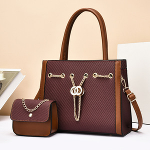 2026 New Luxury Women's Waterproof PU Handbags Set Two Pieces Large Capacity Zipper Polyester Chain Messenger <b>Bags</b> - Product Image 3