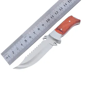 Stainless Steel Survival Skinning Hunting Wood Handle Bowie Knife