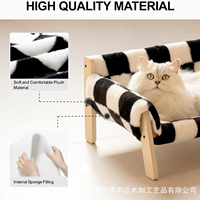 Canapé pour chat en bois massif, mignon et luxueux, motif à carreaux, imperméable, respirant, toutes saisons, lavable, détachable, niche pour chien