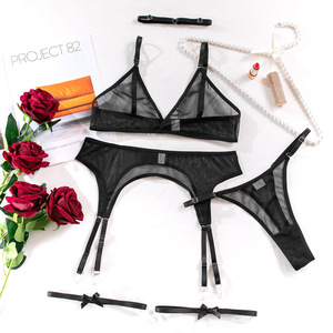 Nieuwe Aankomst Vrouwen Sexy Lingerie Mesh Ondergoed Doorzichtig Beha Met Slipje Zwarte Kleur Draad Gratis Dames - Product Image 6