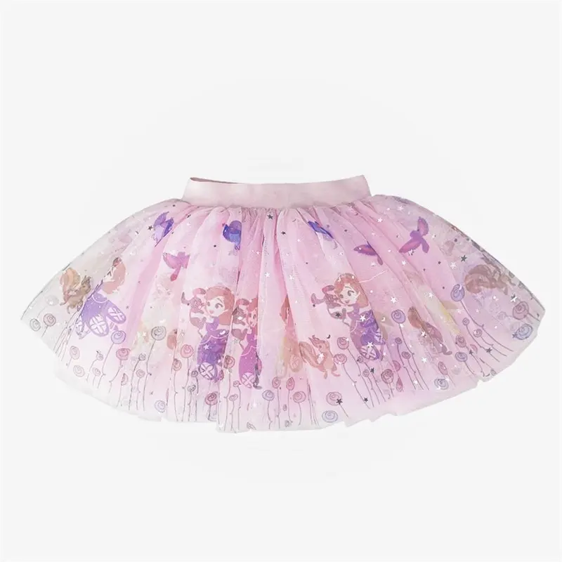 Christmas Costumes 4 Layers Tulle Skirt Custom Princess Floral Ballet Dance Practice Dress With Shorts Tutu Skirt For Girls Kids