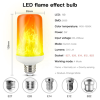 Ampoules LED effet flamme avec 4 modes de lumière scintillante pour décorations d'Halloween, de Noël et d'extérieur, à intensité variable, durée de vie de 50 000 heures