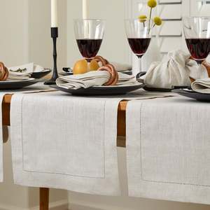 Linen Hemstitch <b>Placemats</b> Featuring Clean Woven Finish for Wedding Planners in Formal Dining - Product Image 1
