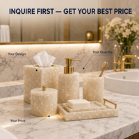 Ensemble d'accessoires de salle de bain moderne en huit pièces, en résine de perles crème écologiques de luxe 2026, pour hôtels et usage domestique, en polyrésine