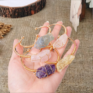 Bracciale Artigianale in Ametista, <span class=keywords><strong>Quarzo</strong></span> Rosa e <span class=keywords><strong>Citrino</strong></span>, <span class=keywords><strong>Pietra</strong></span> Grezza Naturale, Forma Irregolare, Bracciale Portafortuna in Cristallo - Product Image 4