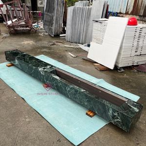 خزانة تلفزيون فاخرة من الرخام Verde Alpi مستوردة بزوايا دائرية للفيلات الفاخرة والشقق الكبيرة المخصصة - Product Image 3