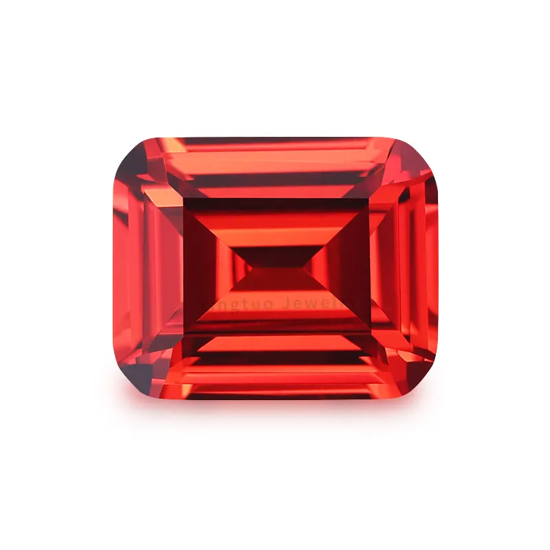 Bán Hot Orange rạng rỡ Emerald cut cubic zircon CZ Đá quý đối với trang sức làm