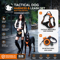 Ensemble laisse rétractable et harnais pour grands chiens, robuste, anti-traction, type gilet tactique, 5m, vente en gros
