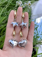Boucles d'oreilles pendantes en forme de larme pour femme, imitation or/argent, boucles d'oreilles épaisses en forme de bague, pendentif goutte d'eau, boucles d'oreilles anti-allergiques pour filles