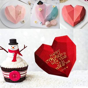 Moldes <span class=keywords><strong>De</strong></span> Silicona Blanco DIY Breakable <span class=keywords><strong>3D</strong></span> Corazón Diamante Forma Silicona Mousse Cake Mold - Product Image 2
