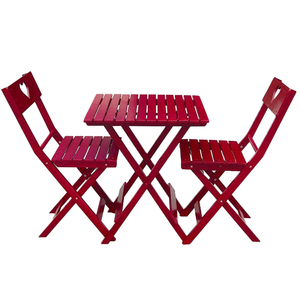 Bán buôn có thể gập lại màu đỏ vườn đặt đồ gỗ ngoài trời bao gồm ghế và bàn làm bằng gỗ - Product Image 1