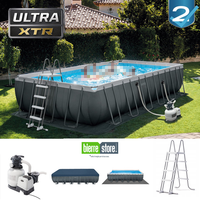 INTEX 26364 7.32*3.66*1.32m Rectangle Famille Enfants Adultes En Plein Air Plaisir De L'eau Hors Sol En Acier Métal Cadre Piscine