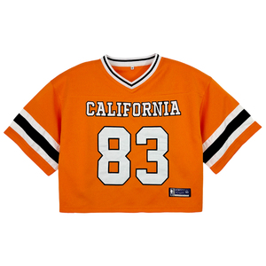 เสื้อครอปท็อป ODM ขายส่ง รับทำโลโก้ เสื้อกีฬาสำหรับผู้หญิง แขนลายทาง สตรีทแวร์ เสื้อเบสบอลครอป Y2K เสื้อสำหรับวันแข่งขัน - Product Image 6