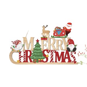 Nouvelle Plaque de <span class=keywords><strong>lettre</strong></span> en bois transfrontalière Décorations de Noël Ornements suspendus Plaque de porte de bienvenue Figurine et jouets de Noël - Product Image 2