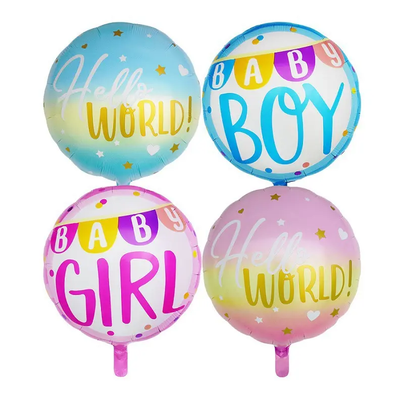 18 inç kız bebek Boy alüminyum filmi folyo balonlar için bebek duş doğum günü partisi Hello dünya dekor balonlar malzemeleri