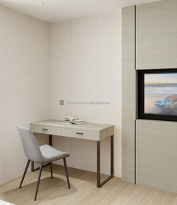 Juego de Muebles de Dormitorio Modernos para Hotel, Estructura de Cama de Madera Gris Claro Ecológica con Chapa Resistente a los Arañazos para Proyectos de Hoteles de 3 Estrellas - Product Image 4