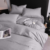 Parure de lit rayée en satin 100 % coton, taille personnalisée, couleurs multiples, ensemble de housse de couette jacquard, drap-housse pour hôtel à poches profondes