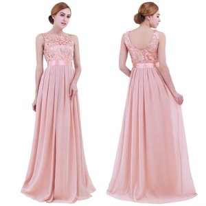 Nuovo Arrivo Abito da Sera Elegante da Donna in Chiffon Ricamato Senza Maniche Lungo fino a Terra Abito da <span class=keywords><strong>Damigella</strong></span> - Product Image 1