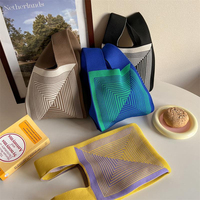 Sac fourre-tout élégant en tricot style Ins, personnalisé, à porter à l'épaule, sac à main, pochette à nœud, sac de shopping portable