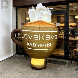 Tasse à café géante gonflable personnalisée avec logo LED pour la promotion des cafés, des magasins de boissons et des commerces en bord de route - Product Image 1