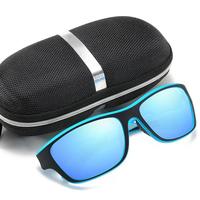 Lunettes de soleil de sport unisexe XY336 Lunettes de cyclisme pour hommes avec lentille colorée polarisée Monture en plastique bleu/noir Logo personnalisé Vente en gros