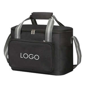 Custom LOGO 15L Eco-friendly Durable Insulated 300D Oxford Cooler Bag Zipper Closure Foldable Camping Picnic Shoulder Lunch