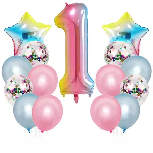 קשת Unicorn בהדרגה דהוי תינוק מקלחת Globos Unicorn המפלגה קישוט 1st שמח יום הולדת Unicorn המפלגה בלונים