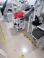Chariot à deux niveaux robuste pour pièces de vêtements coupées |   Chariot de transport de tissus avec rail