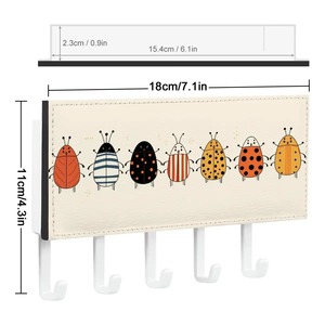 Porte-clés mural au design mignon en forme de insecte, organisateur de rangement multifonction rectangulaire pour la maison et la chambre des enfants - Product Image 4