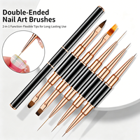 Ensemble de 10 pinceaux pour nail art, professionnel, 5 pinceaux à double extrémité pour nail art acrylique, liner, détails, peinture, dessin et design