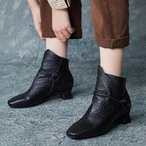 Botas de Mujer de Piel Auténtica, Estilo Retro, Impermeables, hasta la Rodilla, con Forro de Piel de Vaca, Suela Suave, Estilo Británico - Product Image 4