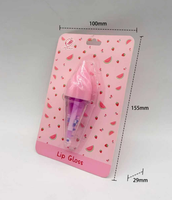 Gloss à lèvres liquide imperméable personnalisé pour filles, motif crème glacée, ingrédients naturels enrichis en vitamine E, végétalien, sûr et écologique