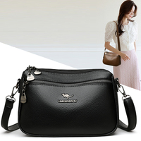 Tas Selempang Wanita Custom Grosir, Tas Bahu Kulit Pebbled, Tas Tangan Kulit PU Imitasi Logo Kanguru dengan 2 Tali OEM
