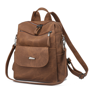 Nouveau femmes rétro Vintage PU <span class=keywords><strong>sac</strong></span> à dos <span class=keywords><strong>femme</strong></span> étudiant livre <span class=keywords><strong>sac</strong></span> fermeture à glissière <span class=keywords><strong>sac</strong></span> à <span class=keywords><strong>main</strong></span> à la mode pour collège voyage école utilisation - Product Image 4