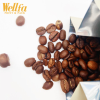 Pochette à soufflet latéral personnalisée en plastique laminé avec impression numérique, étanche, pour emballage de café avec valve