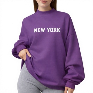 Oversized Women Terry <b>Mock</b> <b>Neck</b> <b>Top</b> Autumn Casual Eco-Friendly Quick Dry Relaxed Fit Everyday Look Polyester/Cotton Front Logo - Product Image 1
