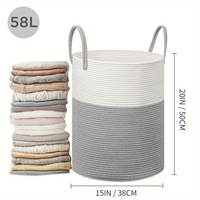 Paniers de rangement pliables en corde de coton tressée faits à la main de grande capacité pour vêtements sales et aliments, avec poignée