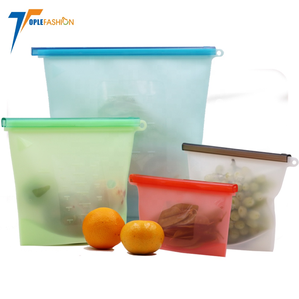 Дешевые Многоразовые Герметичный уплотнения застежка растительного силикона пищевых продуктов, пакеты для хранения мешков контейнеров