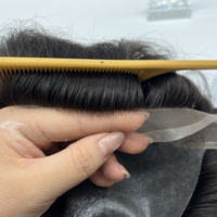 Rambut palsu untuk pria, sistem rambut lace front, 100% rambut manusia Remy India, kepadatan rambut alami, gaya barber.