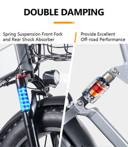 Vélo électrique pliable EU US F9 en alliage d'aluminium 20 pouces, <span class=keywords><strong>Fatbike</strong></span>, 500W, batterie lithium 17.5AH, double suspension, 7 vitesses, neige - Product Image 5