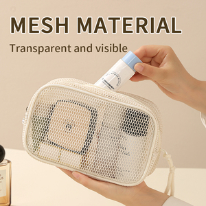 HANFEIZI Mesh Fabric Cosmetic <strong>Bag</strong> Travel Toiletry <strong>Wash</strong> <strong>Bag</strong> Portable Makeup Organizer <strong>Bag</strong> for <strong>Women</strong> - Product Image 2