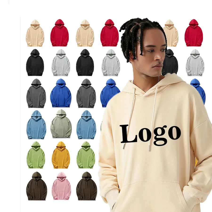 Wholesale Unisex Men's Hoodies blank thick 100% Cotton French Terry Sweatshirts Custom Hoodies for men