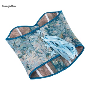 زي القراصنة من عصر النهضة 12 غراء عظام مشد قوطي بدون حمالة مشد أزرق - Product Image 5