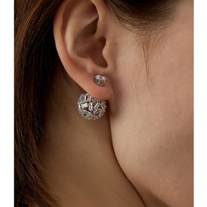 양면 빛나는 지르콘 기하학적 구 볼 귀걸이 다이아몬드 뒤 및 앞으로 귀걸이 여성용 문 럭셔리 보석 2024 - Product Image 1