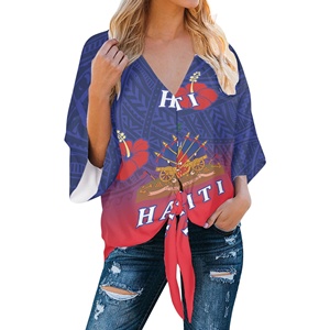 Haitianische Druck-Blusen für Damen in Übergröße 2026 – Luxuriöse Freizeit-Sommer-Tops mit Blumenmuster, Vintage-Modeelementen und individuellem Logo auf der Vorderseite - Product Image 2