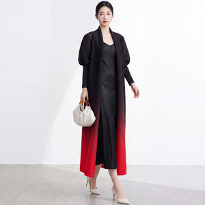 Robes mi-longues plissées et froncées vintage écologiques de haute qualité pour femmes, respirantes, à manches longues, décontractées, grandes tailles - Product Image 3